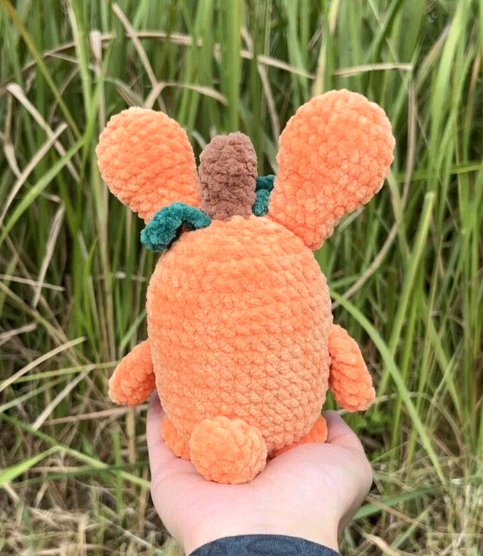 Handcrafted Stuffed Halloween Pumpkin Amigurumi Orange Bunny Plushy Gift Soft gallery