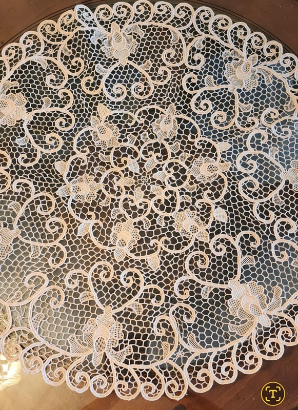 TABLE TOP, point lace, handmade ,light beige, 100% cotton,brand new ,made 2025 gallery