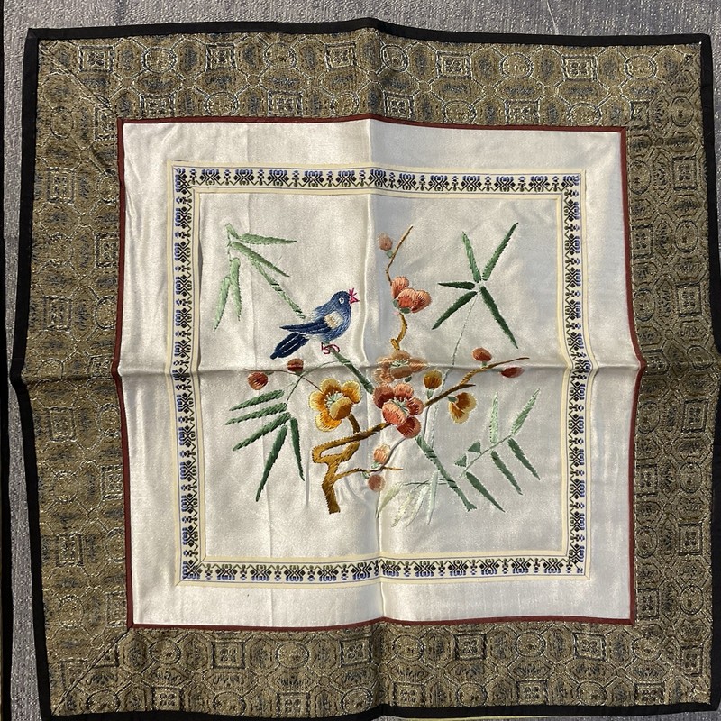 Hand embroidered Rayon /silk Asian Birds And Flowers Wall hanging