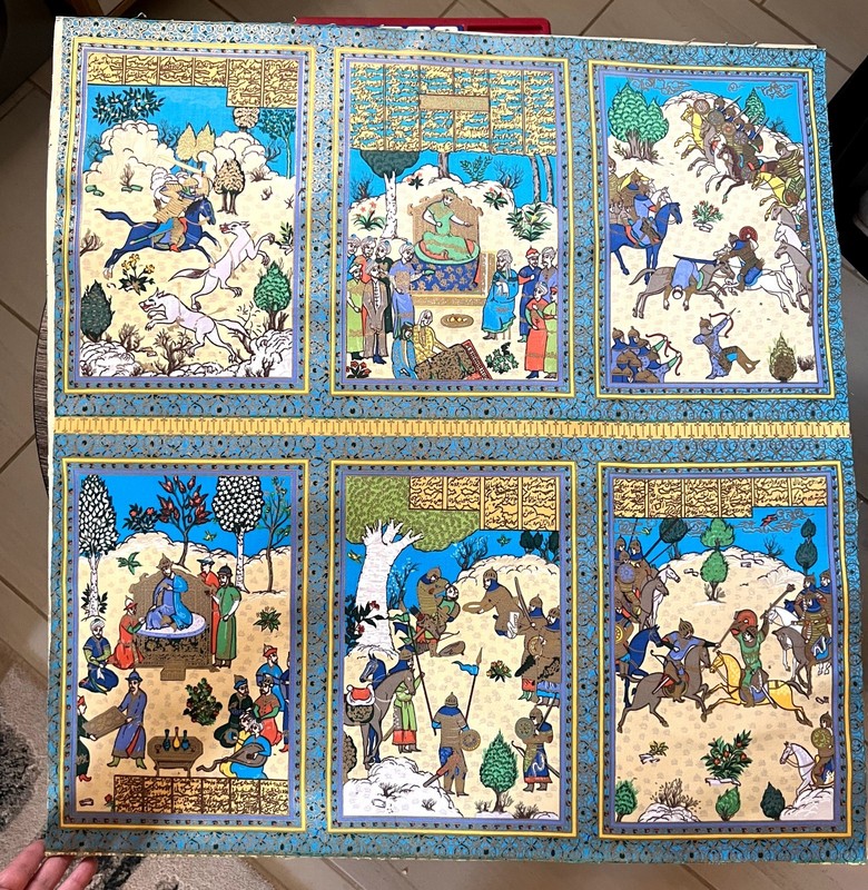 Persian Miniature Art – Hand-Painted Panel – 6 Scenes – Altered