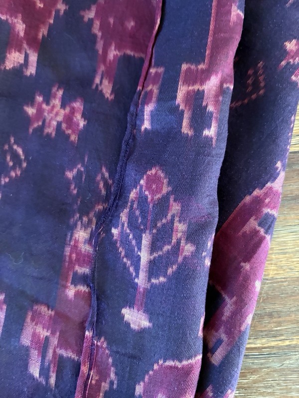 Silk Pidan Pedan Ikat Antelope Figurative Textile Fabric Purple Cambodia 116x37” gallery