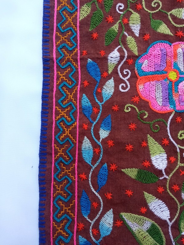 Shipibo Native Hand Embroidery Colibri Spirit, textile 26" X 29" gallery