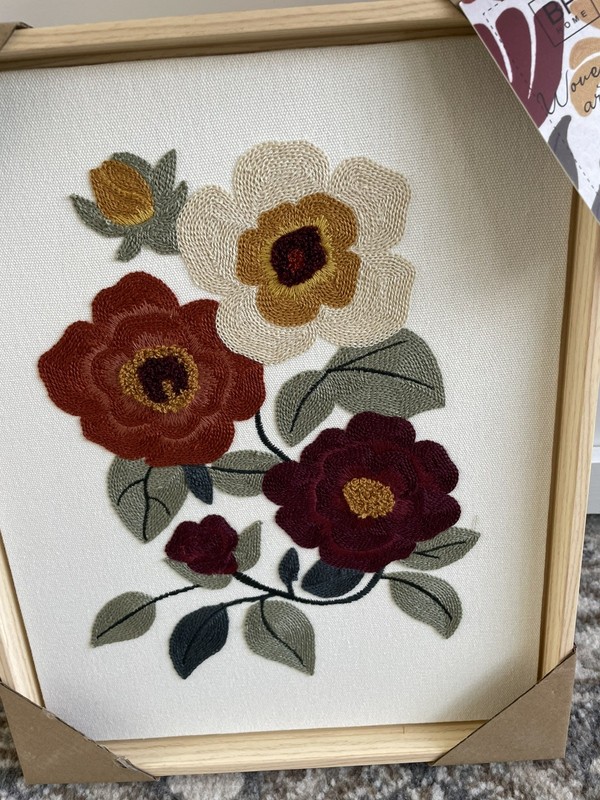 New BP Home Textile Embroidery Woven Wall Art Wildflowers Home Decor 12”x15”