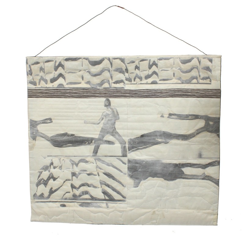 Quilted Mixed Media Figural Abstract Print on Silk by Joan Schulze