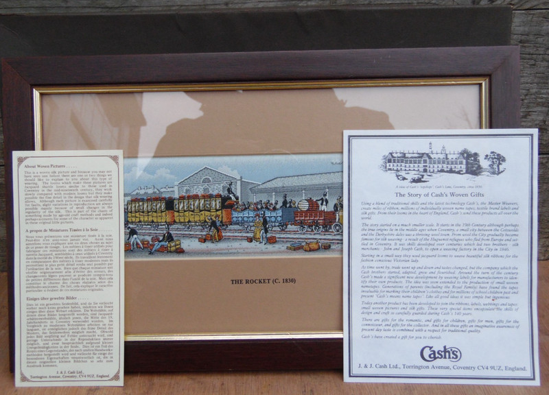 Vintage 1970s Cash’s Woven Silk Picture Stevenson’s 'Rocket' 1830 Framed & Boxed gallery