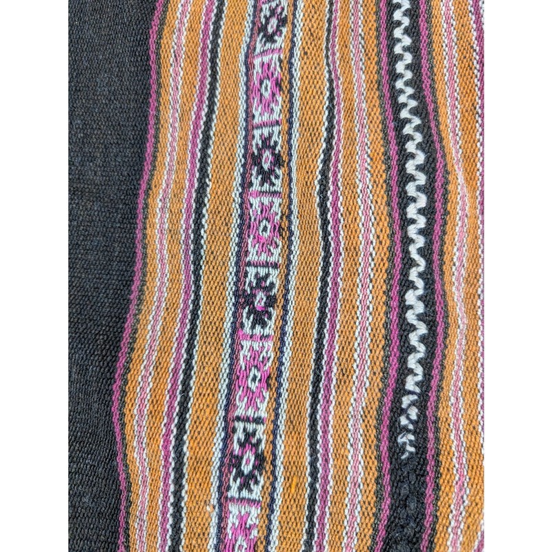 Vintage Traditional Bolivian Aymara Handwoven Manta Wool Textile 41x39in gallery