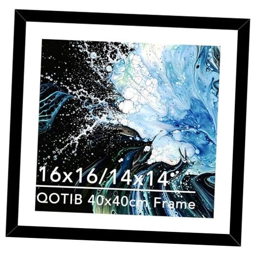 Wood 6×6 Frame with 4×4 Mat, for 40x40cm Diamond Art Painting Display, Black