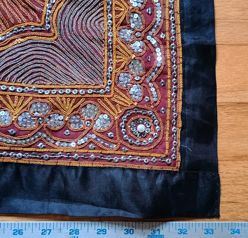 Handmade Burmese Kalaga Tapestry One-Of-A-Kind New Sequined Embroidered Elephant gallery