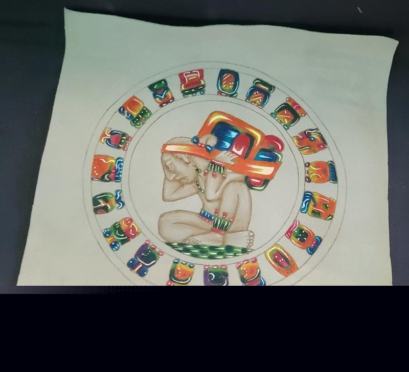 Colorfully Painted Suede Leather Collectible Art – VGC – BEAUTIFUL CRAFT PIECE