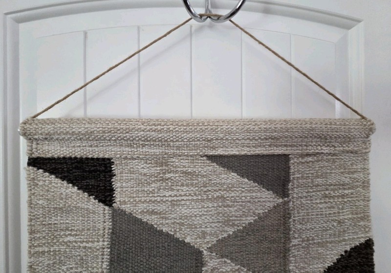 Woven Wall Art Hanging Tapestry Boho Textured Cream Black Fringe Neutral Decor gallery