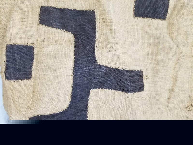 Vintage African Kuba Cloth Handwoven Raffia Appliqué Tribal Textile 65x55cm gallery