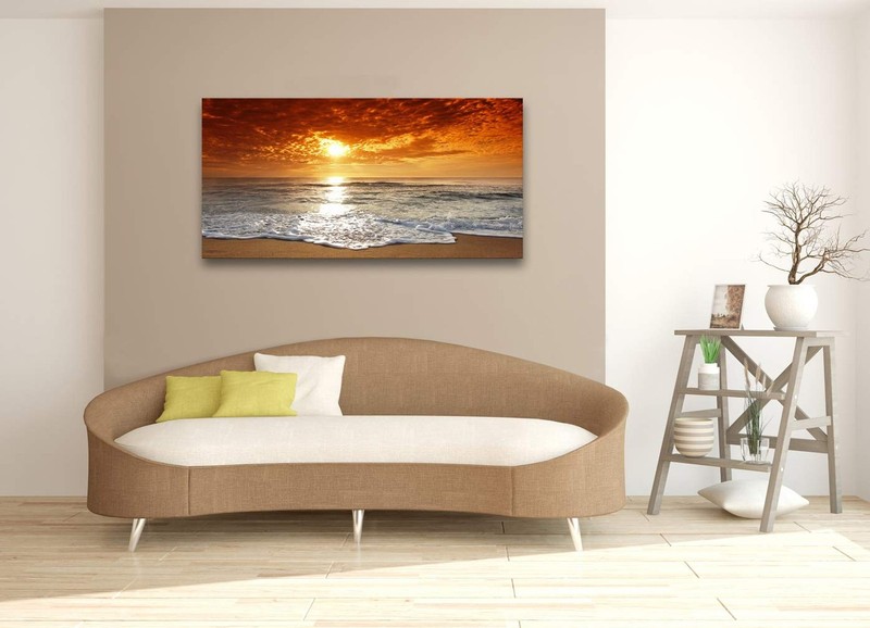 Muolunna S04650 Canvas Prints Wall Art Sunset Ocean Beach Pictures Photo Pain... gallery