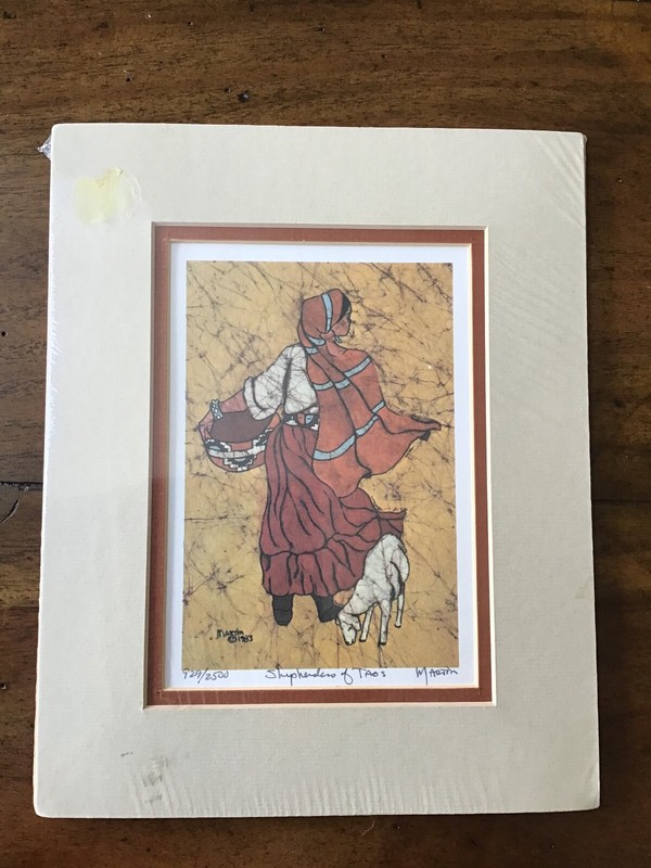Dick & Trish Martin Shephardess of Taos Signed 1983 Print 929/2500 Double Matted