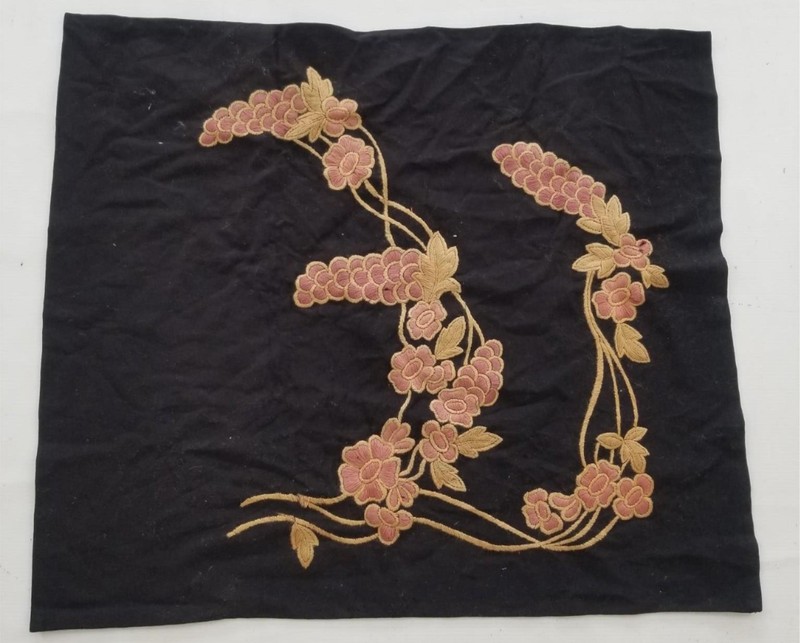 Vintage Traditional Floral Hand Embroidered Panel 63x72cms