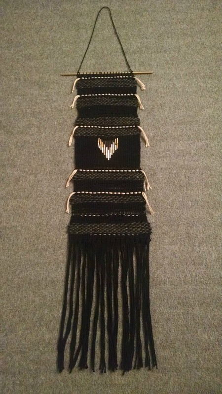 Black Woven Tapestry, Primitive Bohemian Witchy Goth, Wall Art Hanging 10" X 32" gallery