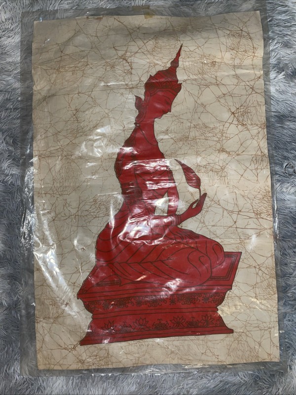 1960s Batik Thailand Buddha On Linen