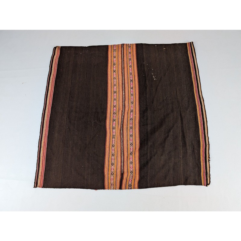 Vintage Traditional Bolivian Aymara Handwoven Manta Wool Textile 41x39in