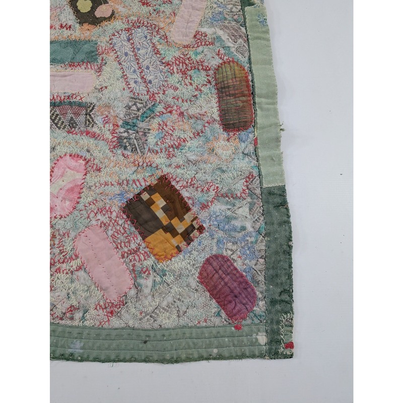 Vintage Victorian Style Handmade Patchwork Multicolor Textile 57x31in gallery