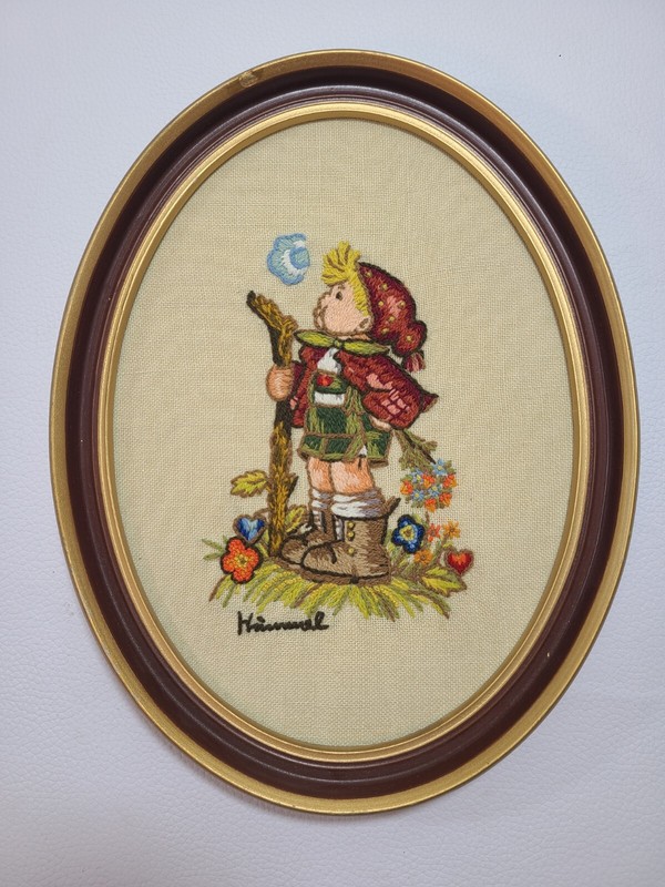 Hummel Crewel Wall Art Hummel Girl Hummel Art Hummel Needlework Hand Crafted