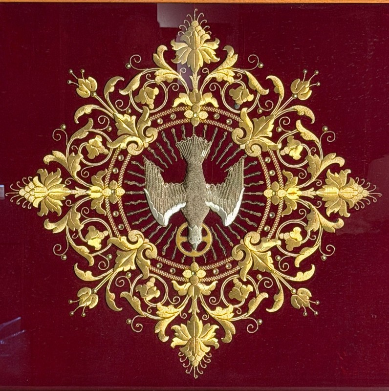 10 Foot Framed Antique Goldwork Embroidery Veil / Altar Panel Religious Textile gallery
