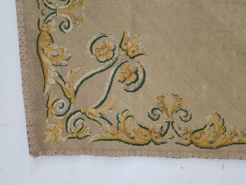 Antique French Needlework Ornate Floral & Butterfly Motif Textile Panel 100x48cm gallery