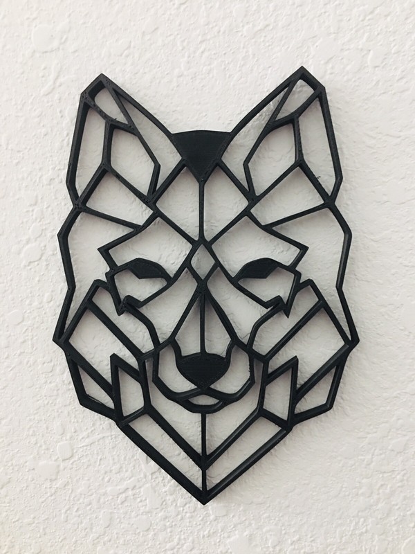3d Printed Wall Decor Polygon Wolf 2D Low Poly ABS Filament 9in X 6in gallery