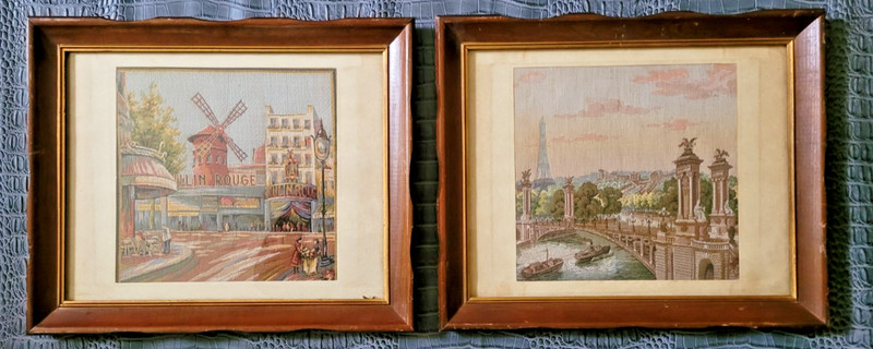 Vintage Original Tapestry France Framed Lot of 2