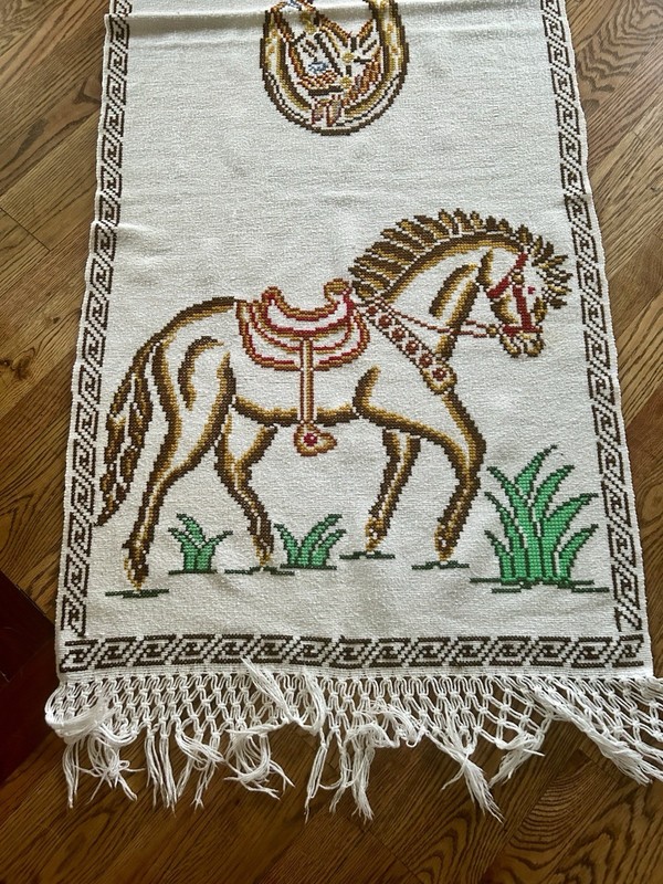 Mazahua Needle Point Embroidered Tapestry Equestrian Arabian Spanish Southwest