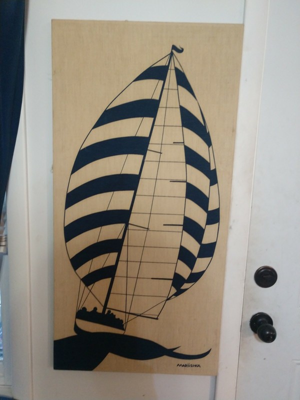 Vintage Marushka Sailcraft Textile Wall Art 24”x12”