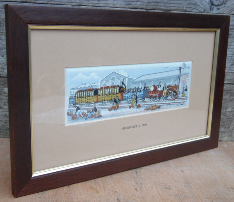Vintage 1970s Cash’s Woven Silk Picture Stevenson’s 'Rocket' 1830 Framed & Boxed gallery