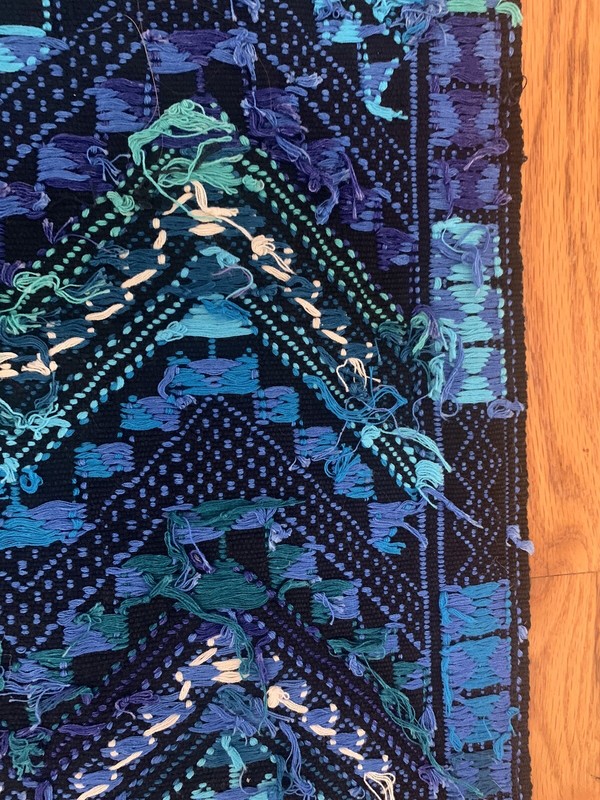 Beautiful Handwoven Tapestry Blue Green White. Estimate Size 24X16 Inches gallery