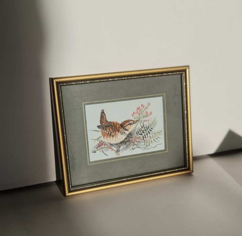 Wren– Genuine Woven Silk & Rayon Wall Hanging – Framed Textile Art