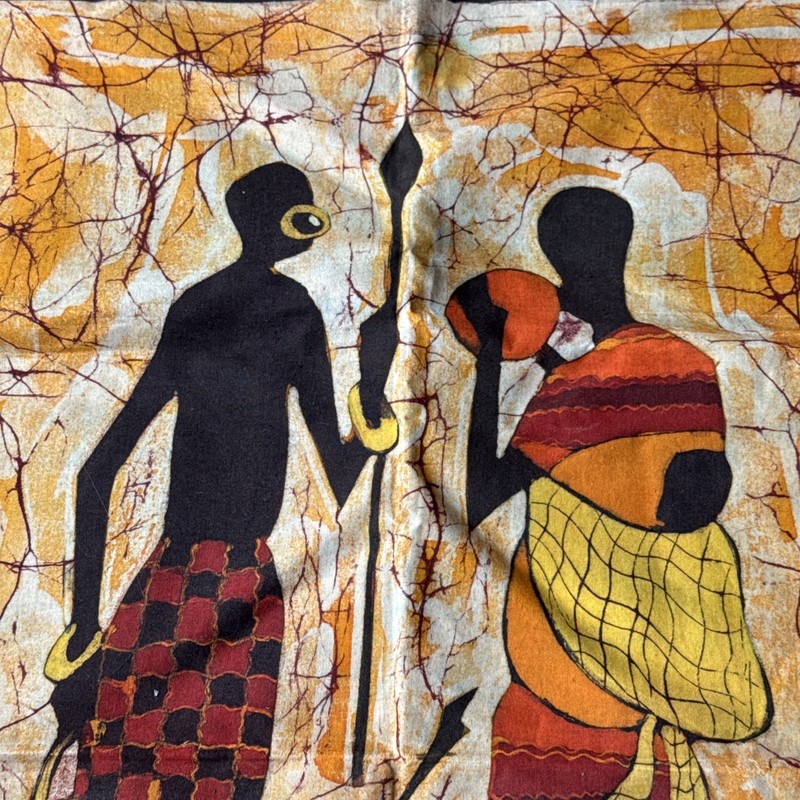 African Hand Dyed Batik Fabric Ethnic Print Cotton Artwork Wall Hangings Signed gallery