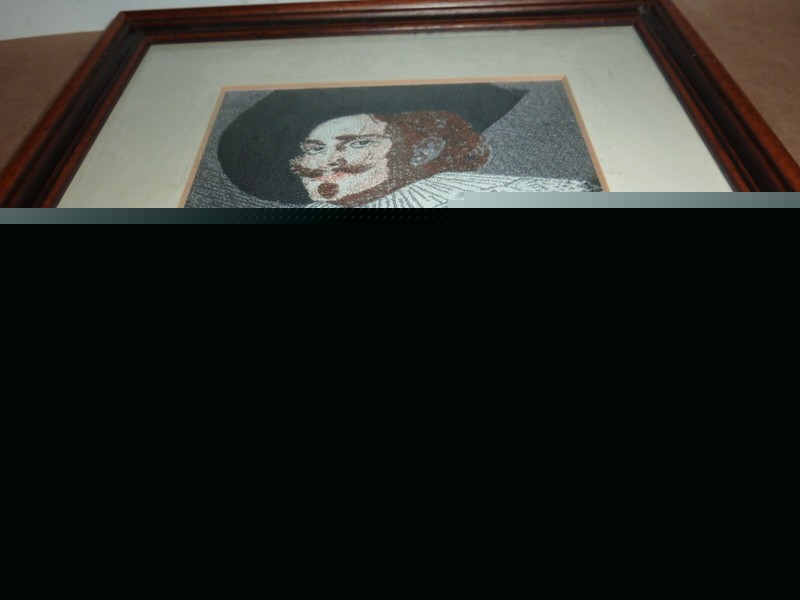 FRAMED 18.5 BY 13.5CM JACQUARD LOOM SILK PICTURE OF CAVALIER/ KING CHARLES FIRST gallery