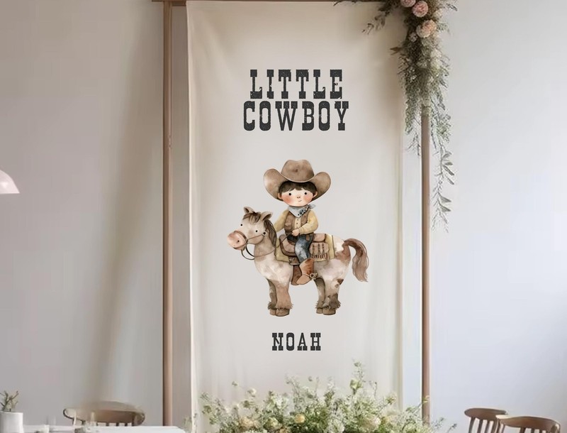 Custom Sign Custom Name Banner Cowgirl Birthday Rustic Fabric Party Nursery gallery
