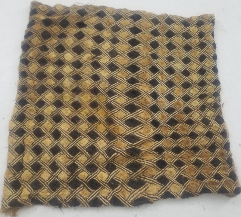 Vintage African Kuba Cloth Raffia Cut Pile Tribal Textile 55x53cm