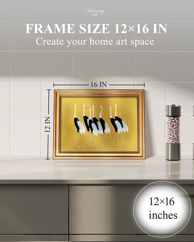 HUARCEY Gold Framed Vintage Wall Art for Living Room, Animals Painting Prints... gallery