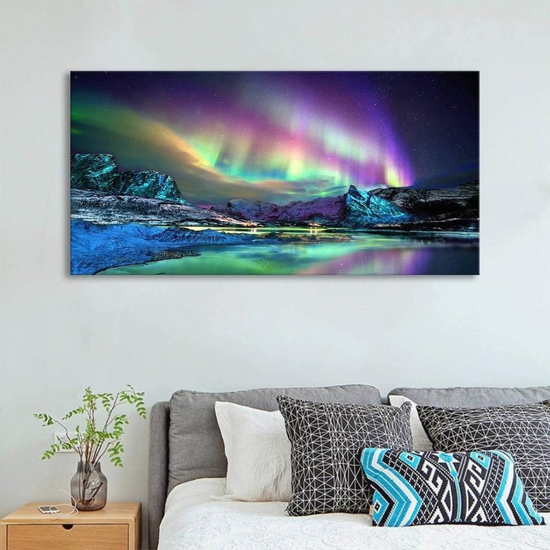 RUISHI Aurora Borealis Canvas Wall Art Northern Lights Prints Painting Artwor... gallery