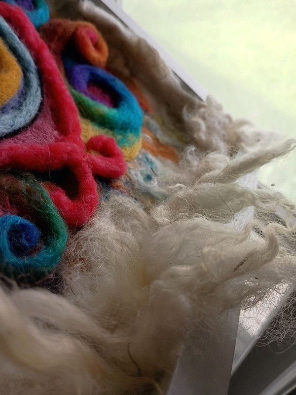 Evil Eye, Phychedelic Inspired, Wet And Needle Felted Art, Raw Alpaca Wool gallery