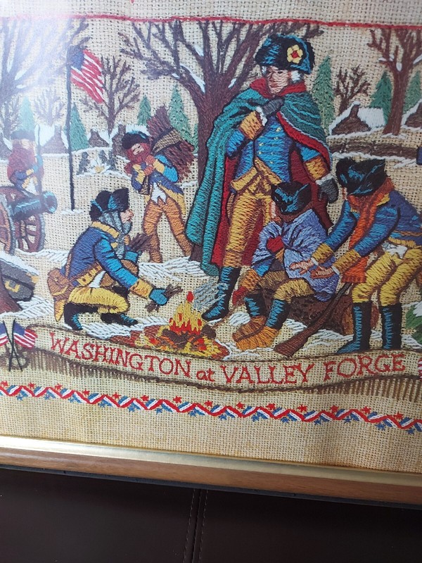 14" x 20" WASHINGTON AT VALLEY FORGE HISTORICAL SAMPLER CANVAS STICH.FRAME+GLASS gallery