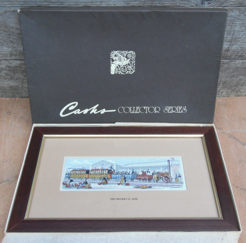 Vintage 1970s Cash’s Woven Silk Picture Stevenson’s 'Rocket' 1830 Framed & Boxed gallery