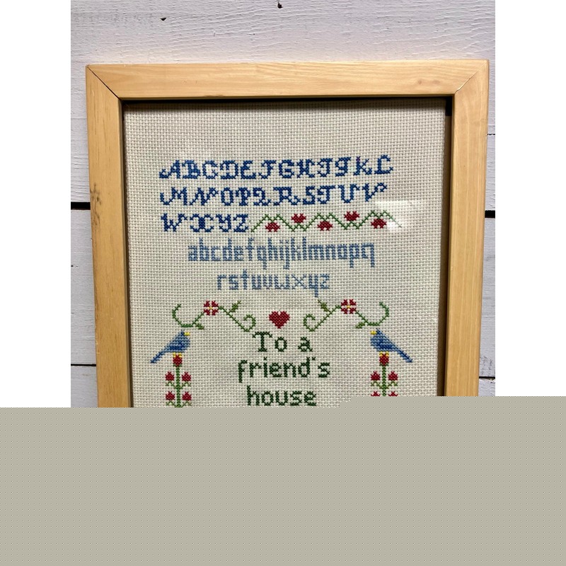 Handmade Cross Stitch Alphabet Sampler Frame.
