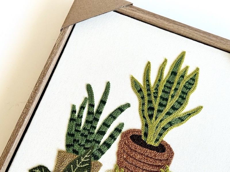 ⚜️New BP Home Textile Embroidered Woven Wall Art Houseplant Home Decor 15”x12” gallery