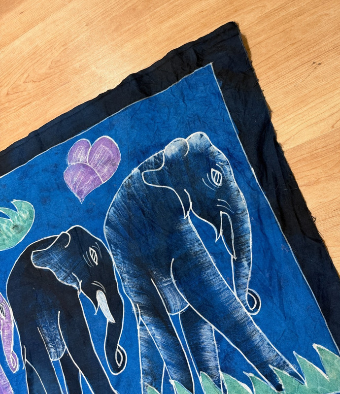 Ghanaian Hand Dyed Batik Fabric Print Cotton Artwork Wall Hanging - 53" X 78" gallery