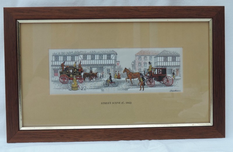 Cash's of Coventry Silk Woven Picture - Street Scene c1842