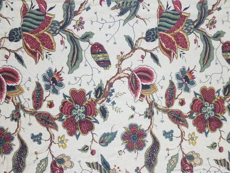 Vintage French Jacobean Tree Of Life Block Printed Textile 275x58cm gallery