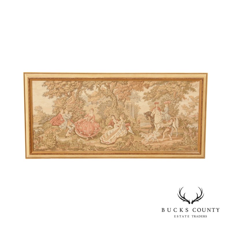 Vintage French Rococo Style Custom Framed Needlepoint Tapestry
