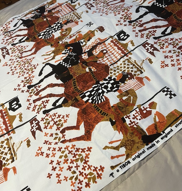 Vintage MCM Tibor Original Fabric / Textile “Atournament” Design 322A 72” X 48” gallery