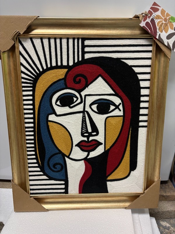 BP Home Woven Embroidered Textile Wall Art geo face/girl FREE SHIPPING!