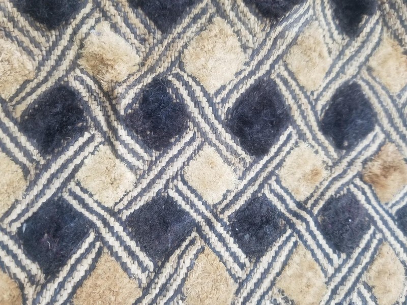 Vintage African Kuba Cloth Raffia Cut Pile Tribal Textile 55x53cm gallery